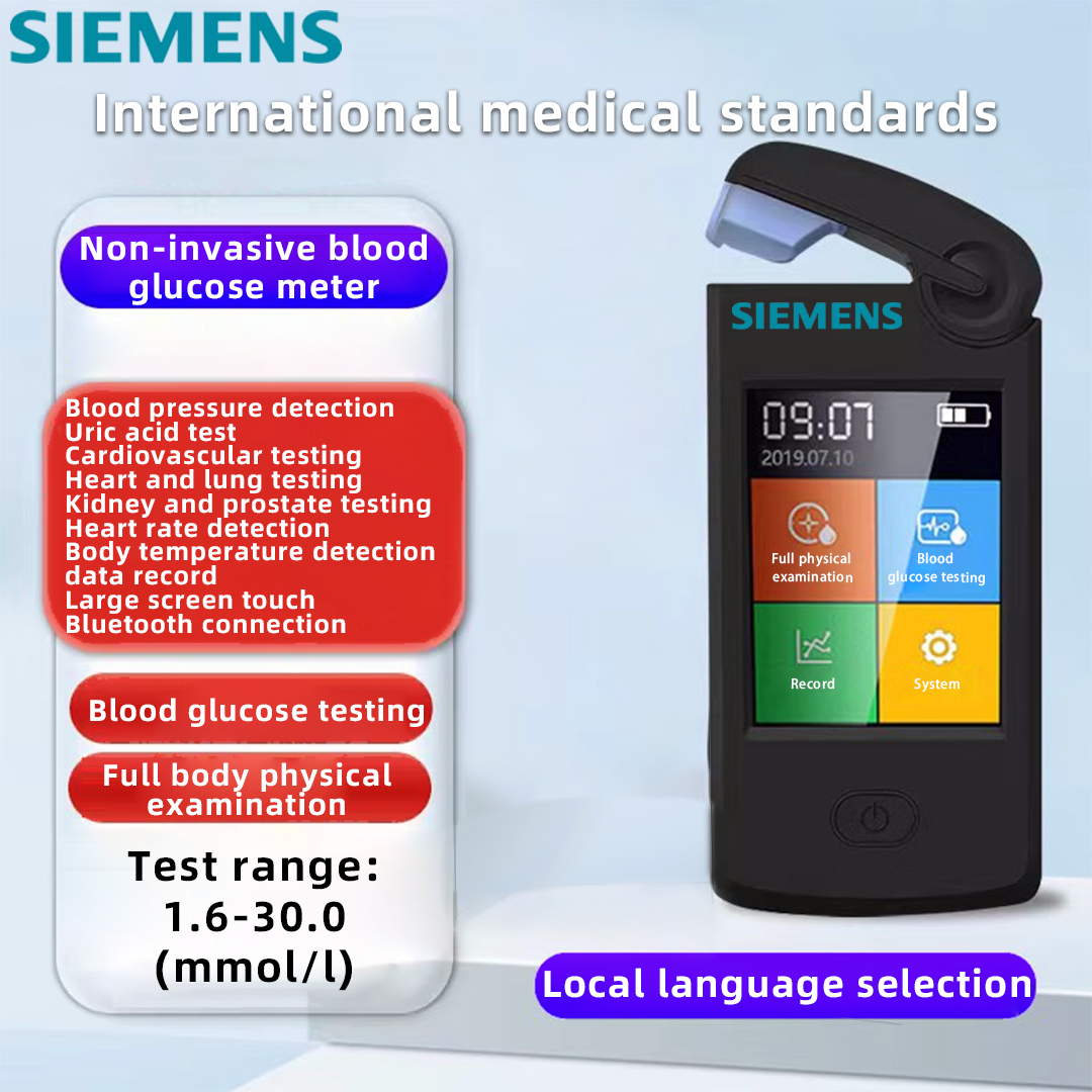 Selezione lingua italiana, esame obiettivo completo, test della glicemia, test della pressione arteriosa, test dell'acido urico, test cardiovascolare, test cardiopolmonare, test dei reni, test della prostata, test della frequenza cardiaca, test della temperatura corporea, registrazione dati, ampio touch screen, connessione Bluetooth